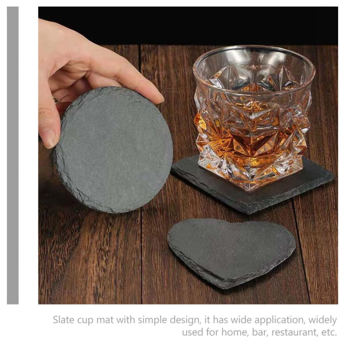 Black 12pcs Natural Stone Coaster Set G84336