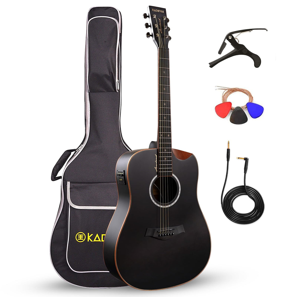 41” Black Spruce Wood Electro-Acoustic Guitar with Built-in Pickup B109610
