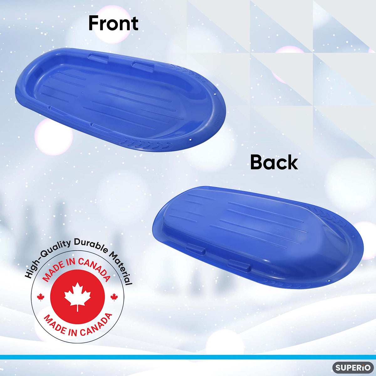 36" 48" Heavy Duty Plastic Toboggan Snow Sled with Handles, 3 Pack N8166