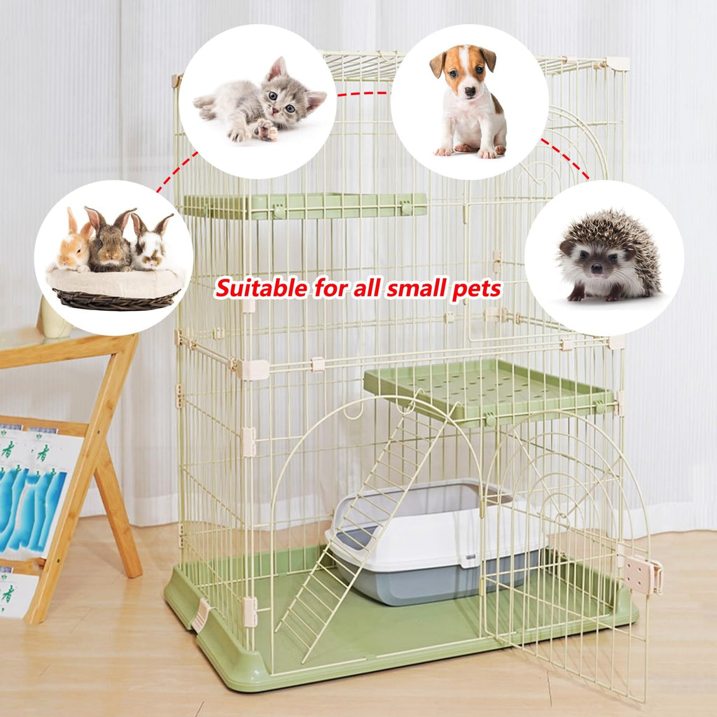 3/4-Tier Wire Cat Cage Playpen with Hammock and Platforms L149851