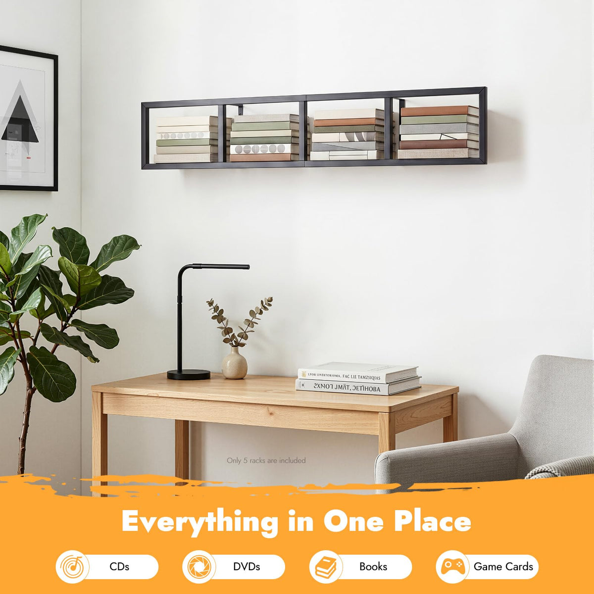 5Pcs Wall Mount Media Storage Rack T985240