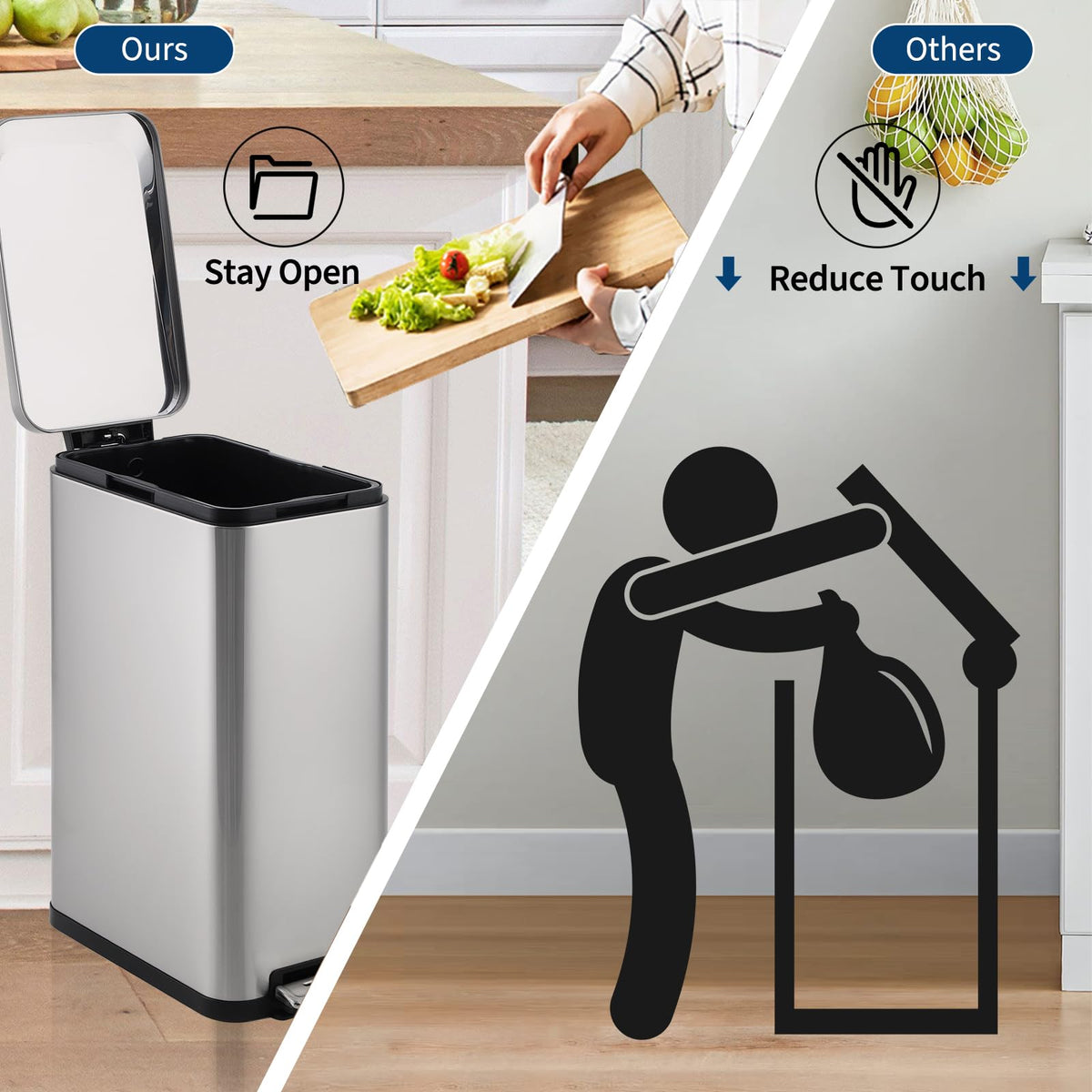 13.2 Gallon Stainless Steel Step Trash Can F213