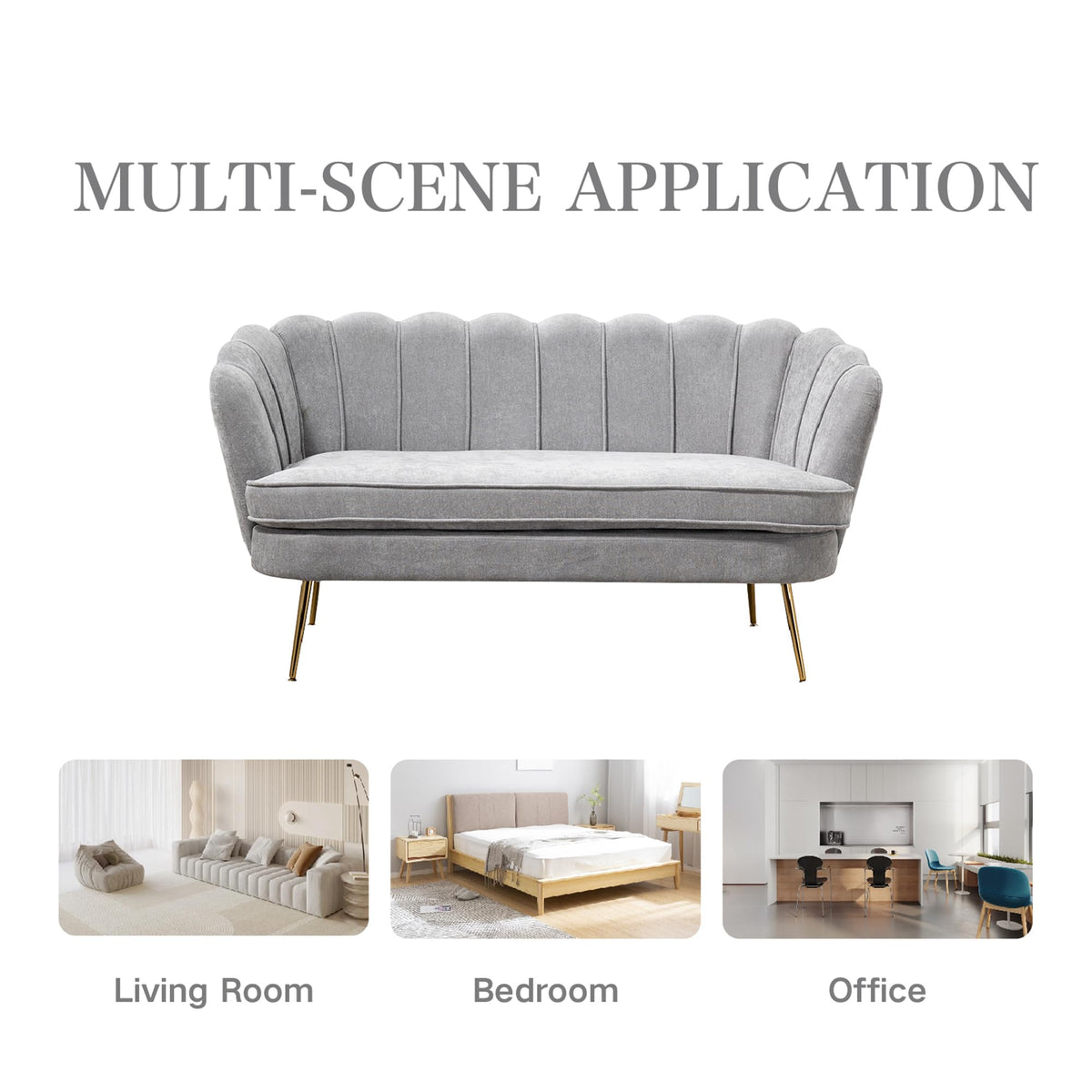 Light Grey Upholstered 2-Seater Loveseat V347382