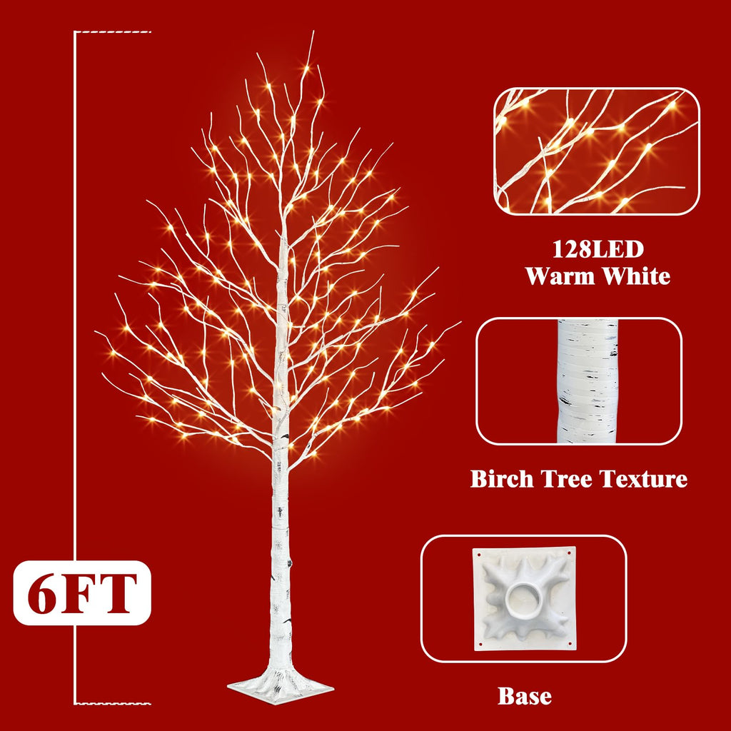 6ft Lighted Birch Tree S4969