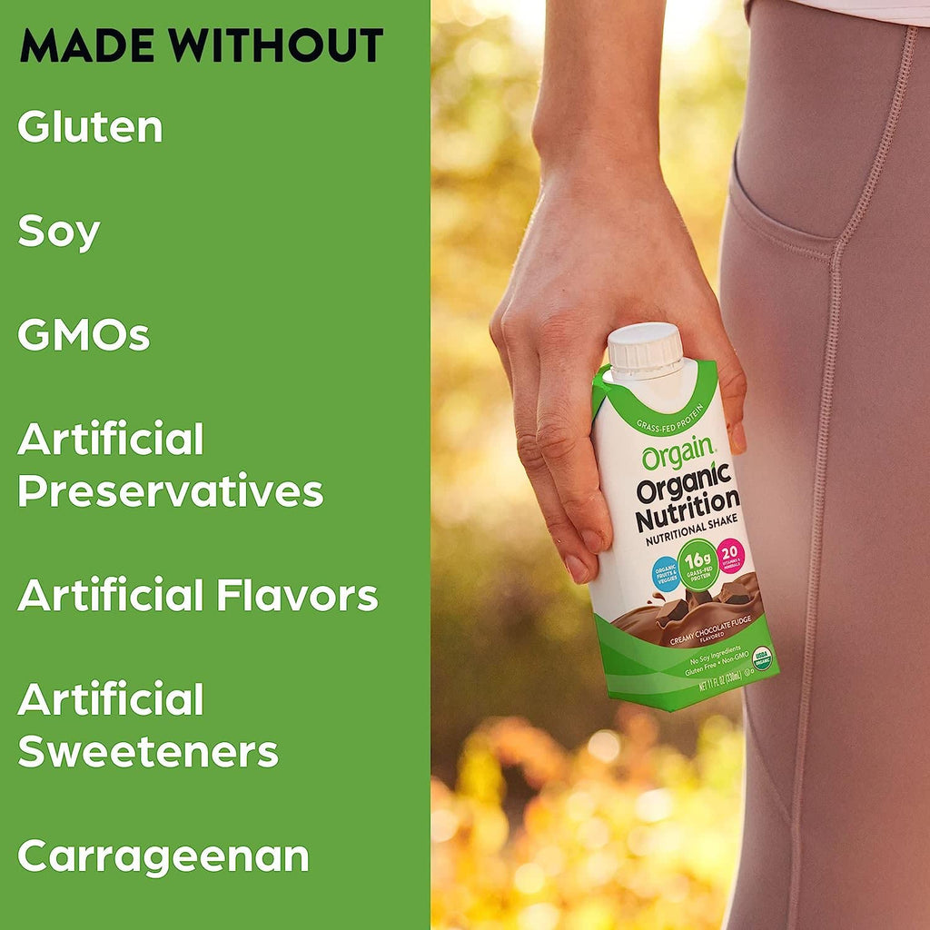 Organic Nutritional Shake Creamy Chocolate Fudge Iced Cafe Mocha 11 Fl Oz Pack of 12 D869