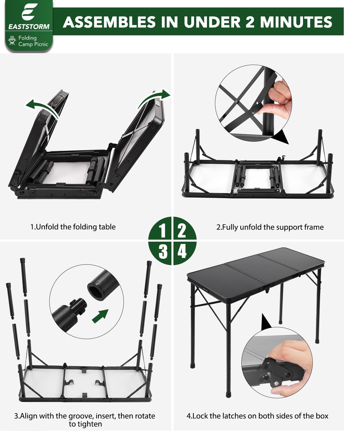 Small Folding Camping Table Black N870528