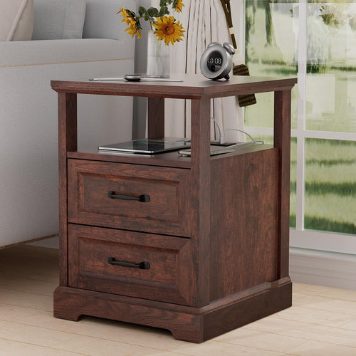 18'' Wood Nightstand with Charging Station S748199
