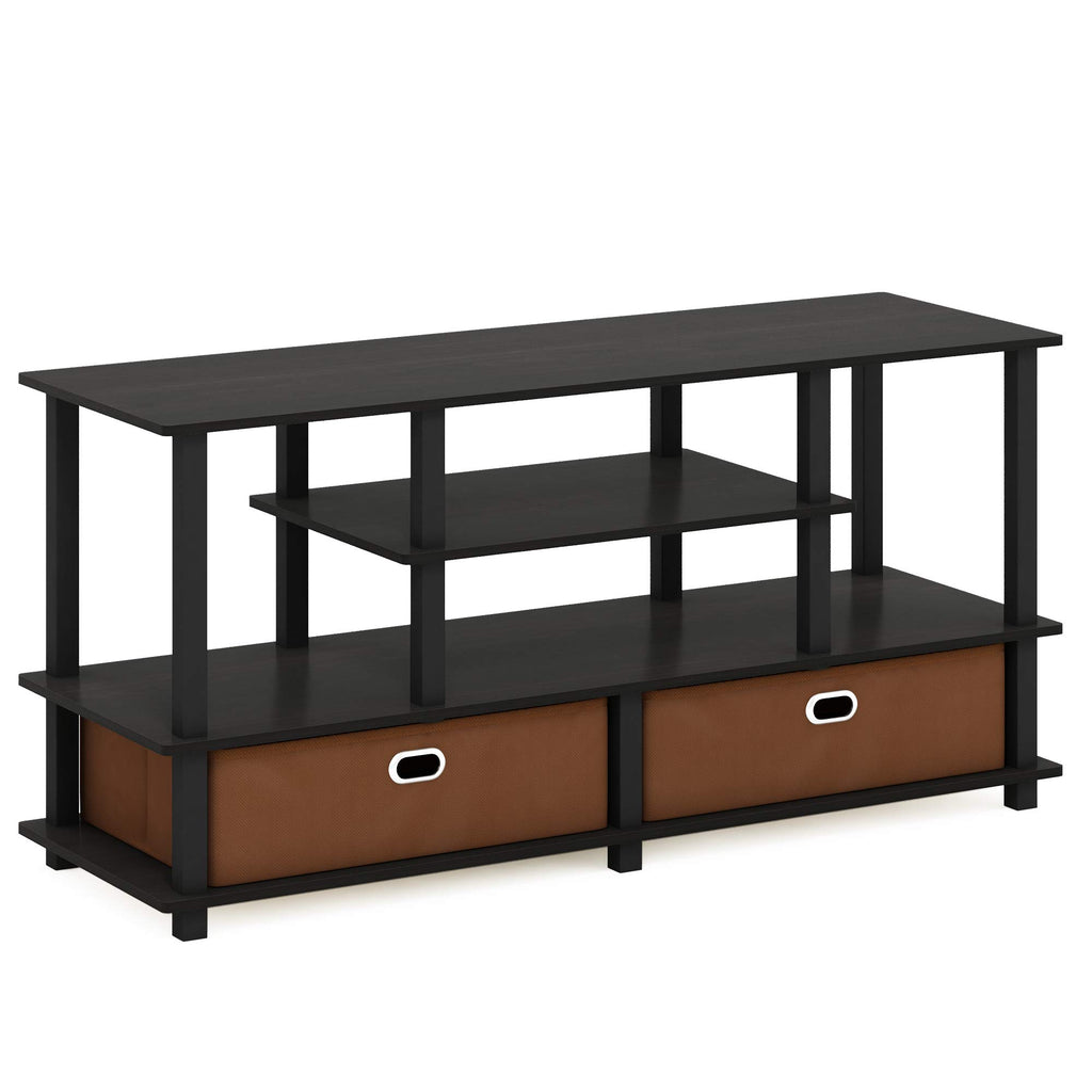 Black Espresso 4-Tier TV Stand with 2 Storage Bins B70341