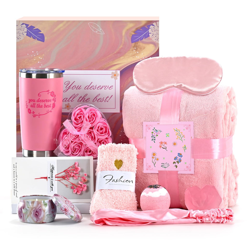 Birthday Gift Baskets, Spa Gift Sets, Blanket, Candle, Mugs Y8444