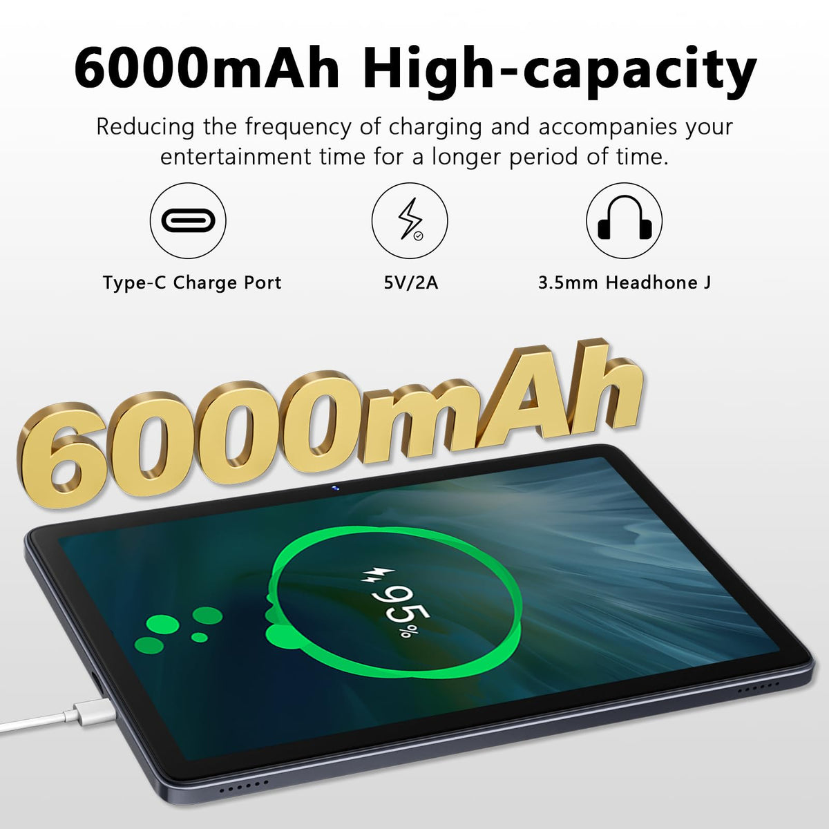 10 Inch Android 15 Tablet with Keyboard J6653