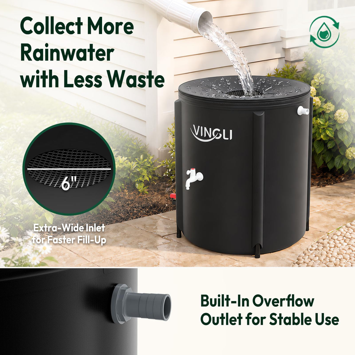 Collapsible 50 Gallon Rain Barrel J419