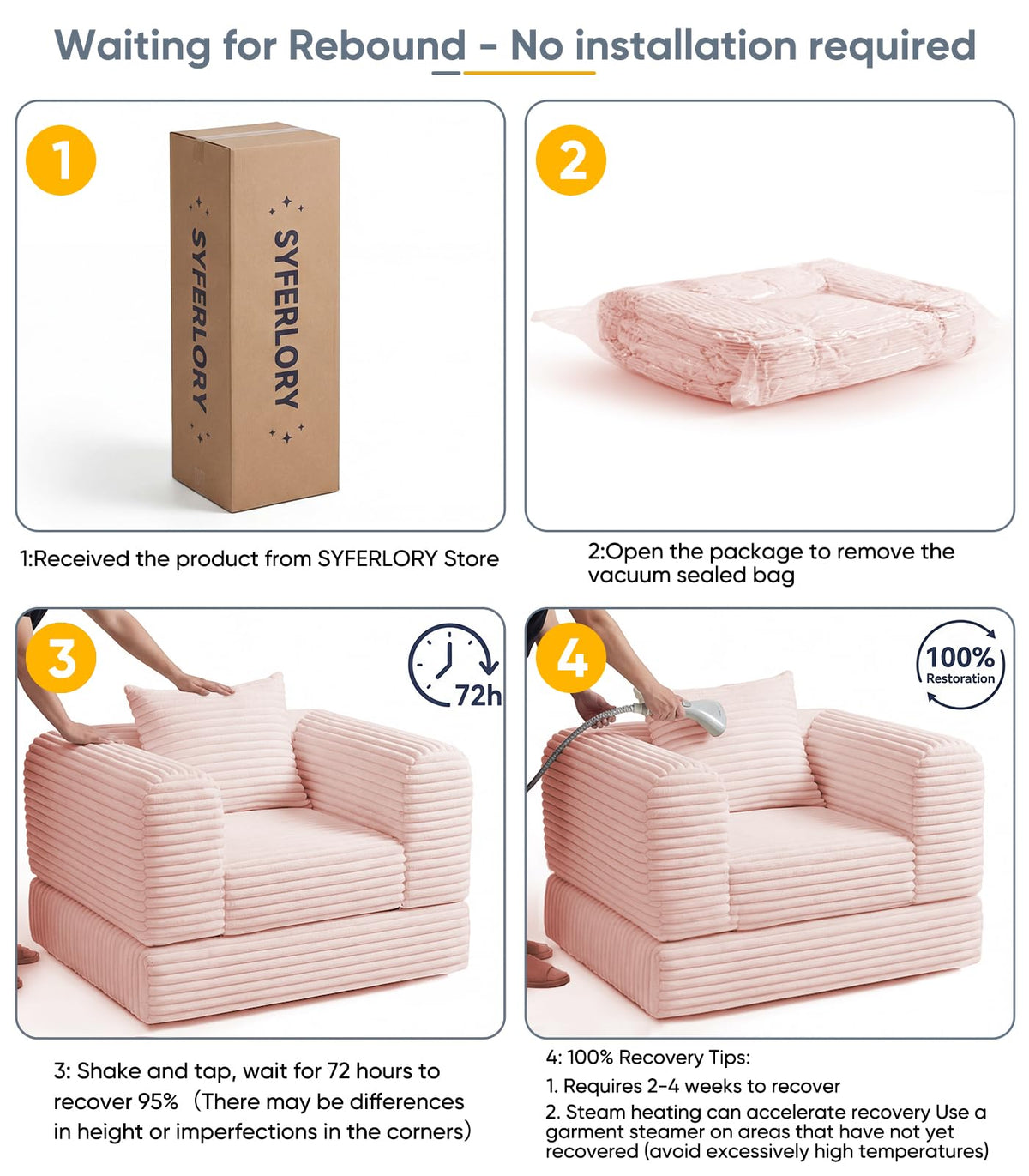 2 in 1 Convertible Sleeper Chair Folding Sofa Bed H3474