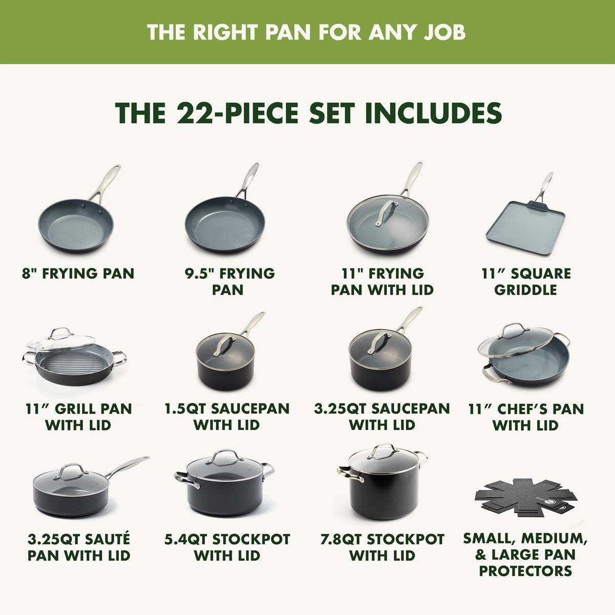 22 Piece Ceramic Nonstick Cookware Set F898