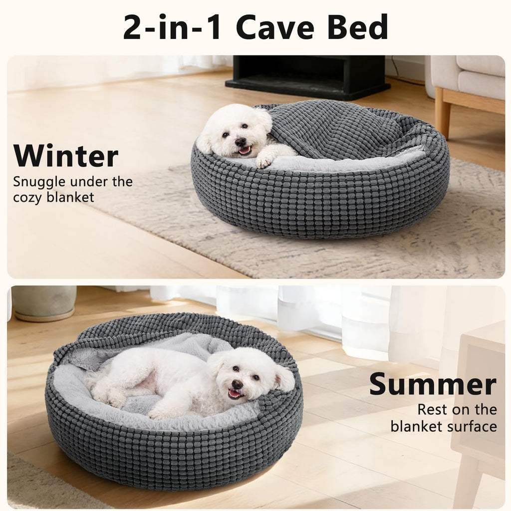 Small Dog Bed with Attached Blanket, 23inch J3726