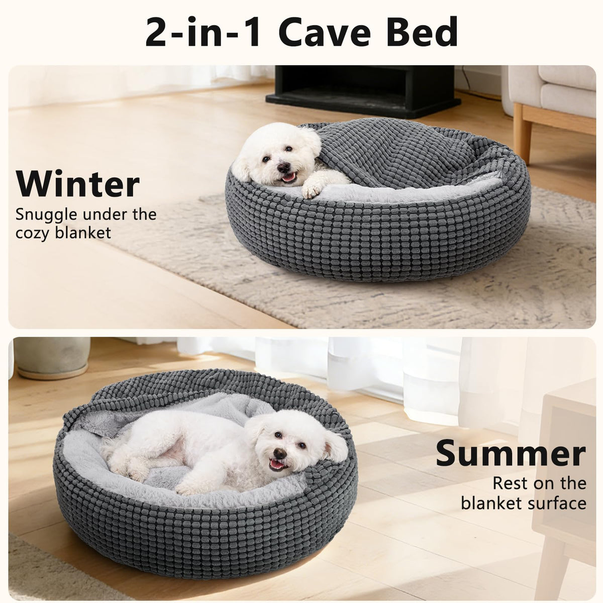 Small Dog Bed with Attached Blanket, 23inch J3726