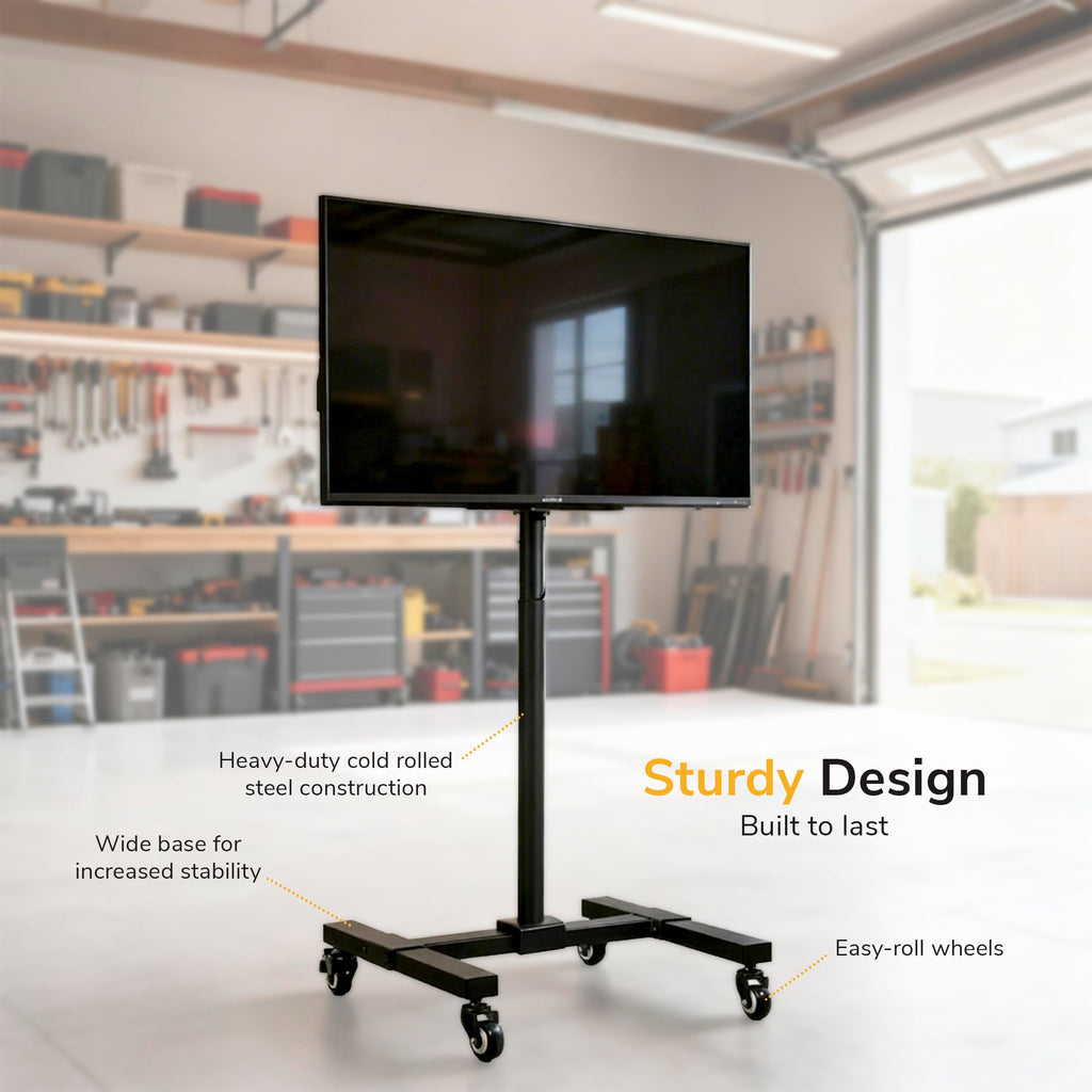 Black Mobile TV Stand with Locking Wheels Y590928