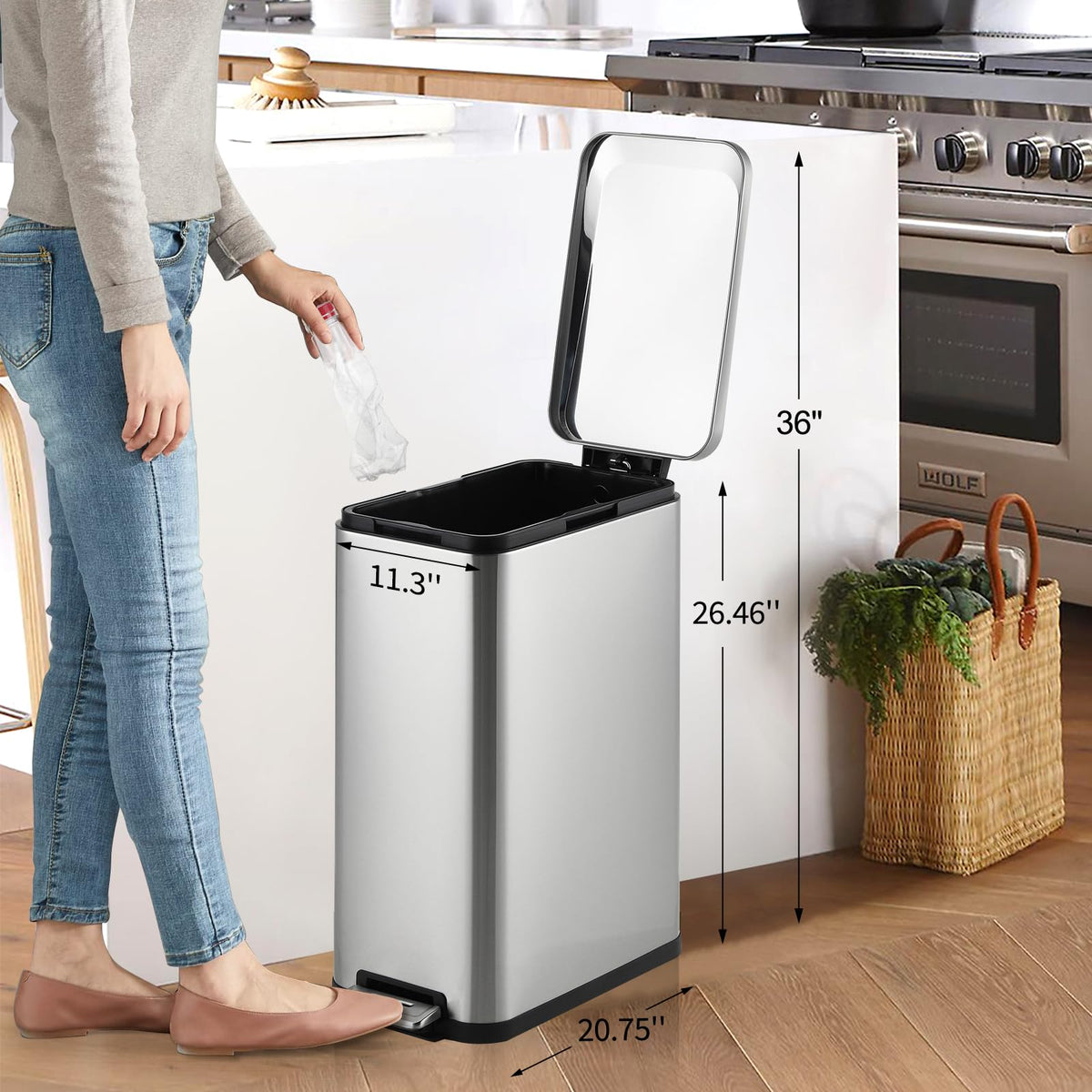 13.2 Gallon Stainless Steel Step Trash Can F213