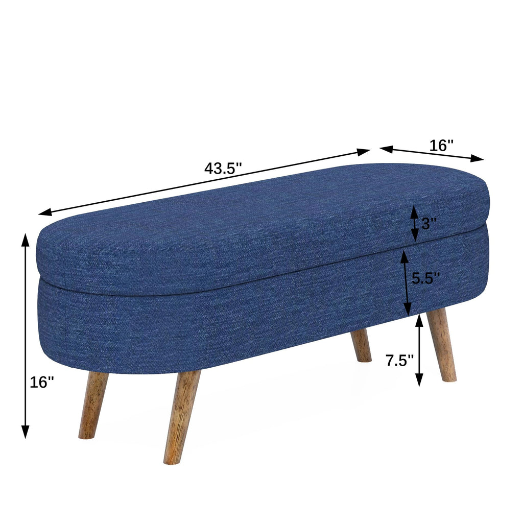 Oval Storage Bench with Rubber Wood Legs D258491