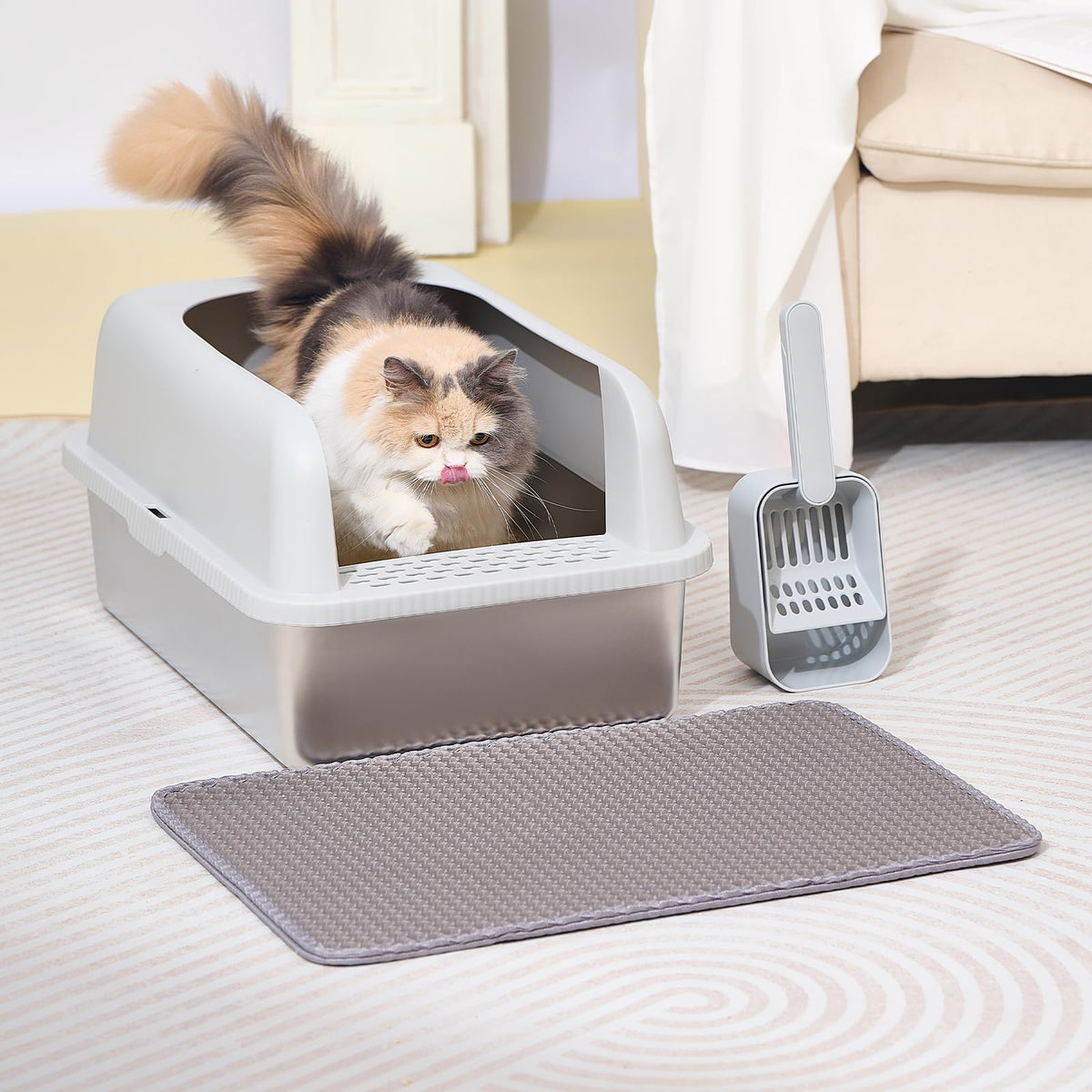 Stainless Steel Cat Litter Box with Lid M796