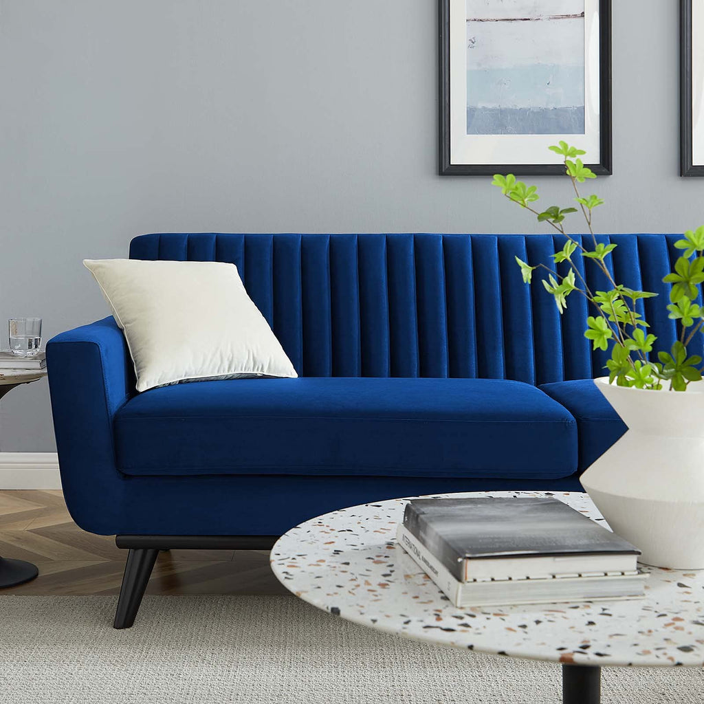 Navy Channel Tufted Performance Velvet Sofa S114983