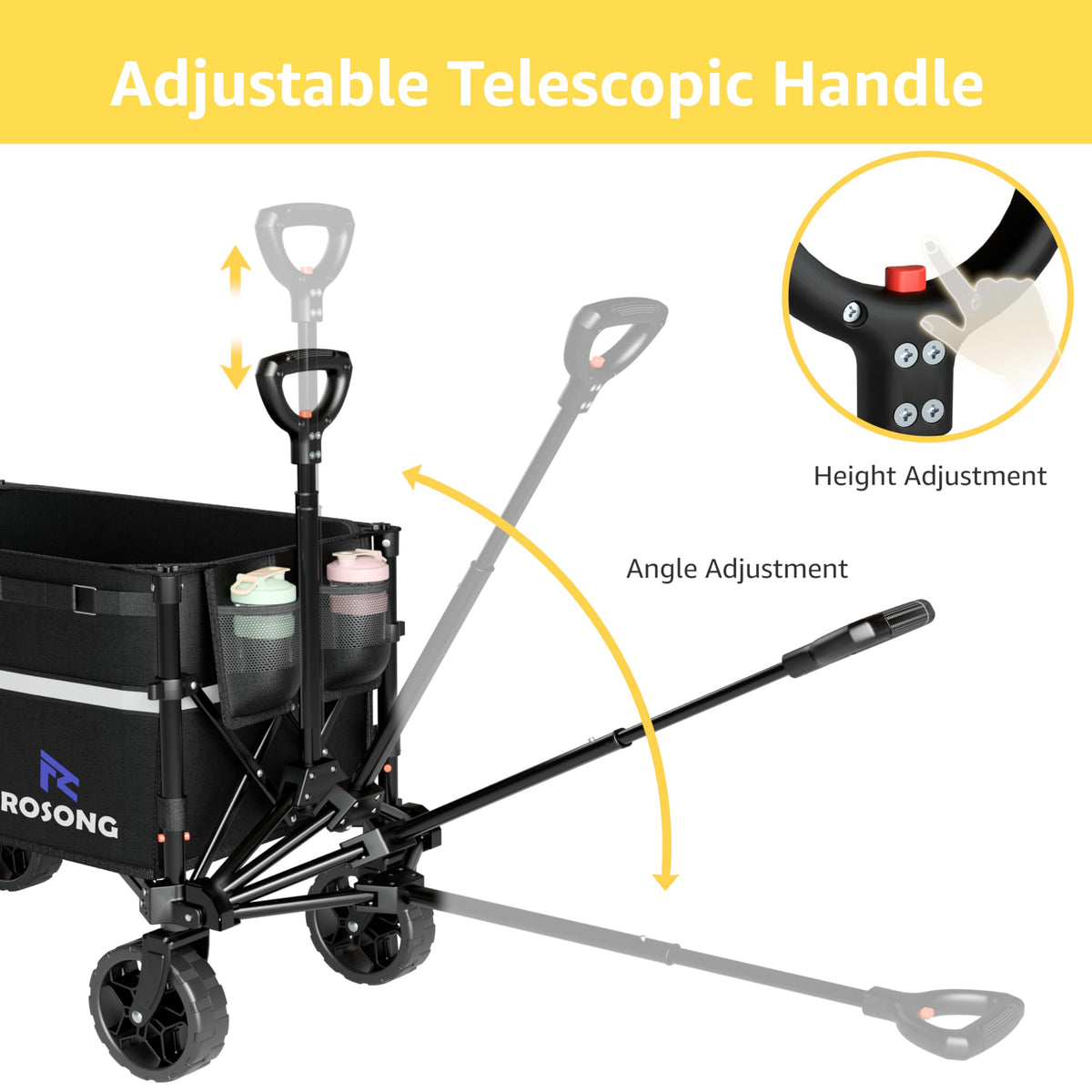Collapsible Heavy Duty Wagon Cart with Wheels 120L Black A198