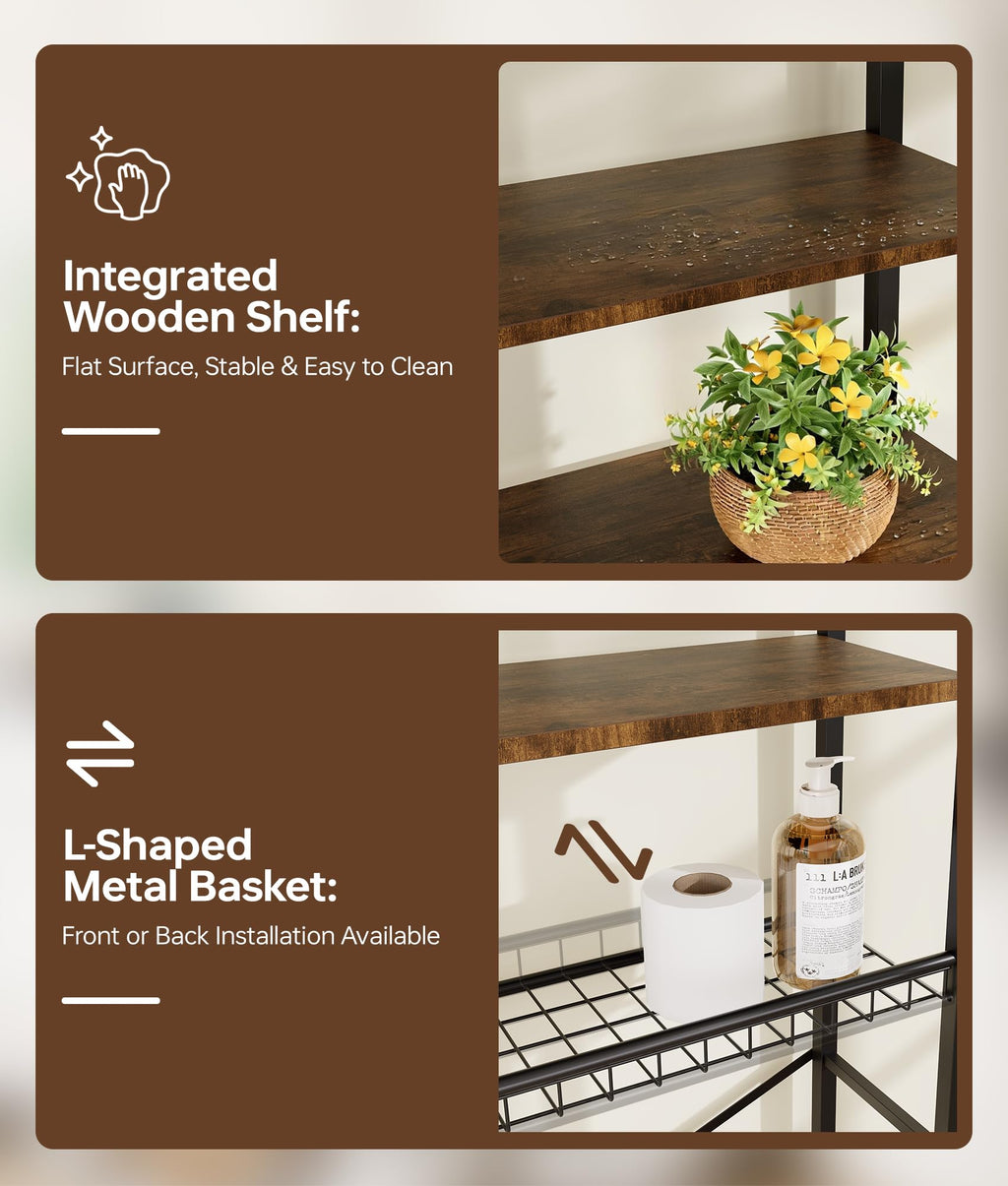 Brown 4-Tier Over-the-Toilet Storage Rack B813317