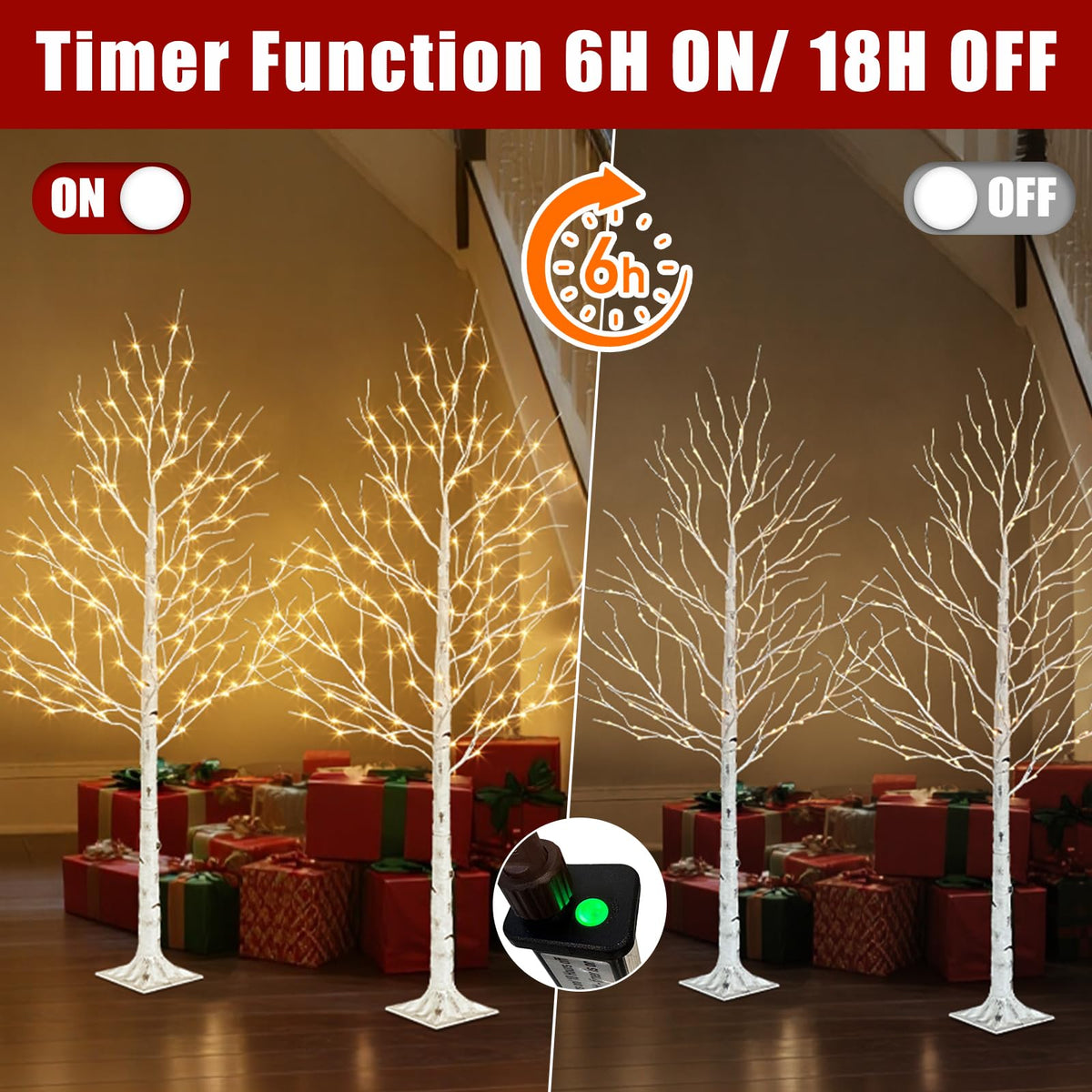6ft Lighted Birch Tree S4969