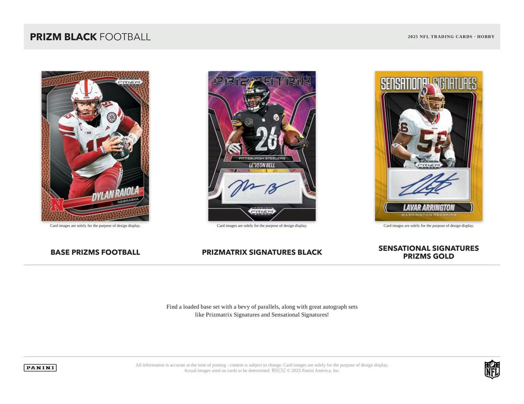 2025 Panini Prizm Black Football Trading Card Box Q82609