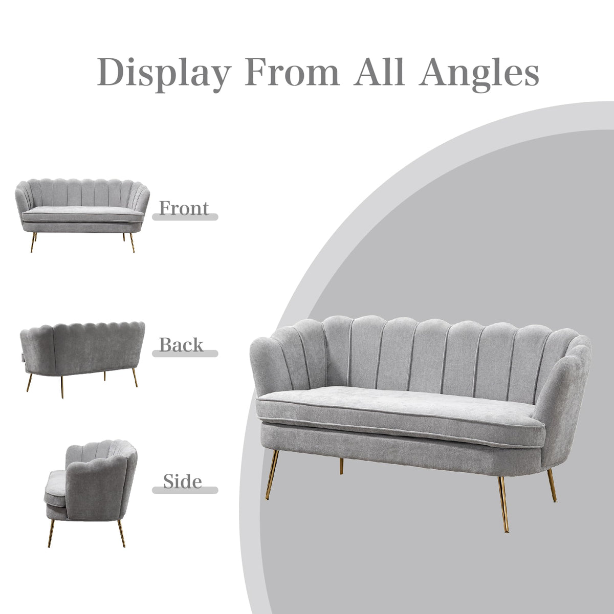 Light Grey Upholstered 2-Seater Loveseat V347382