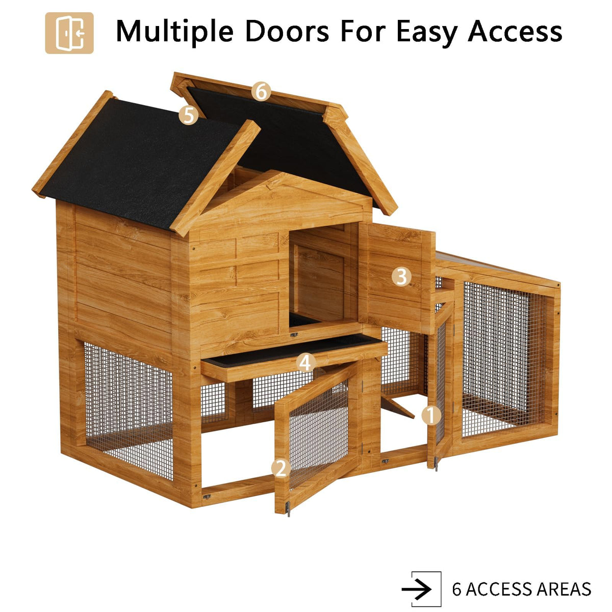 2-Story Wooden Rabbit Hutch with Run Q56584
