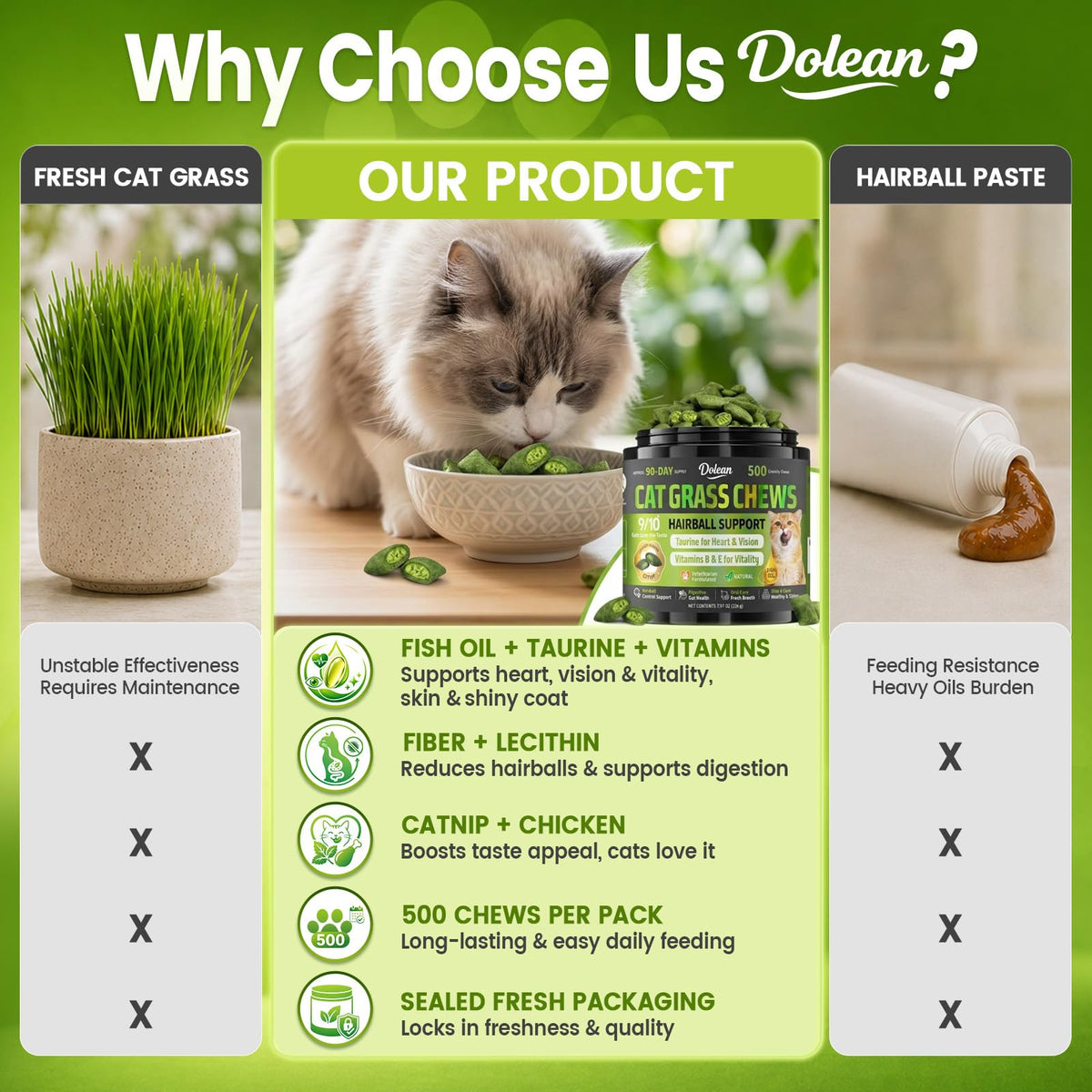 Cat Grass Treats Hairball Treatment for Cats H169