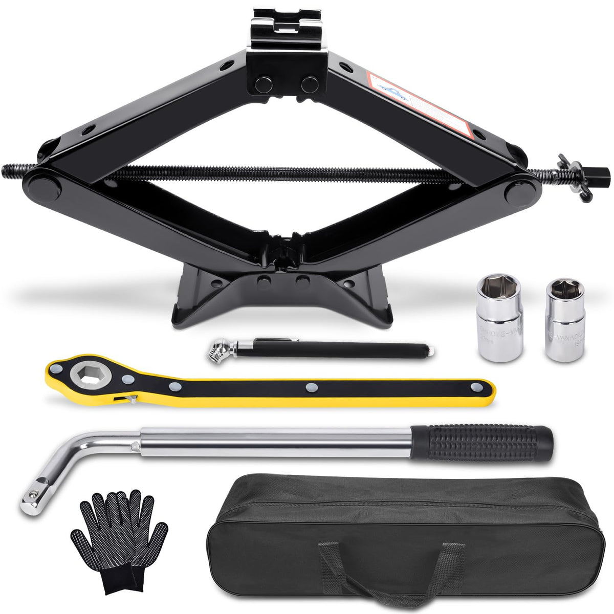 Scissor Car Jack 3 Ton Tire Changing Kit with Lug Wrench N4927