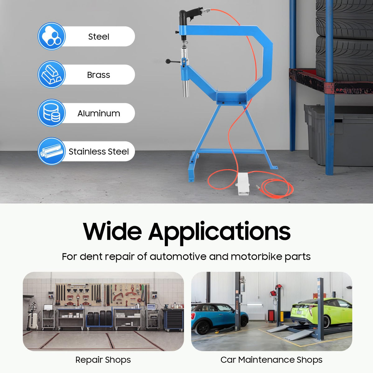 Pneumatic Planishing Hammer Metal Shrinker Stretcher Set Stainless Steel Sheet Metal Shaping Machine G657524