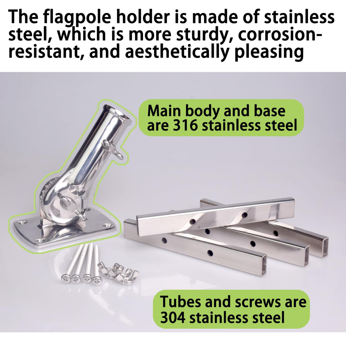 316 Stainless Steel Flagpole Holder for 1-Inch Flagpoles T65563