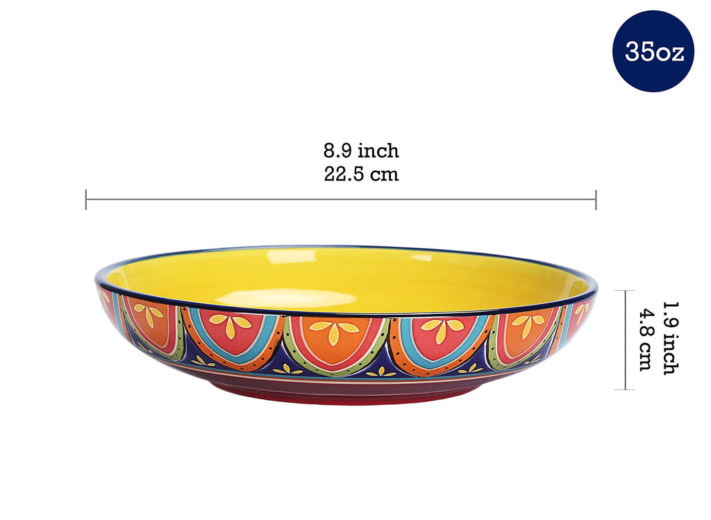Ceramic Pasta Bowl Set of 9, Microwave & Dishwasher Safe I4494