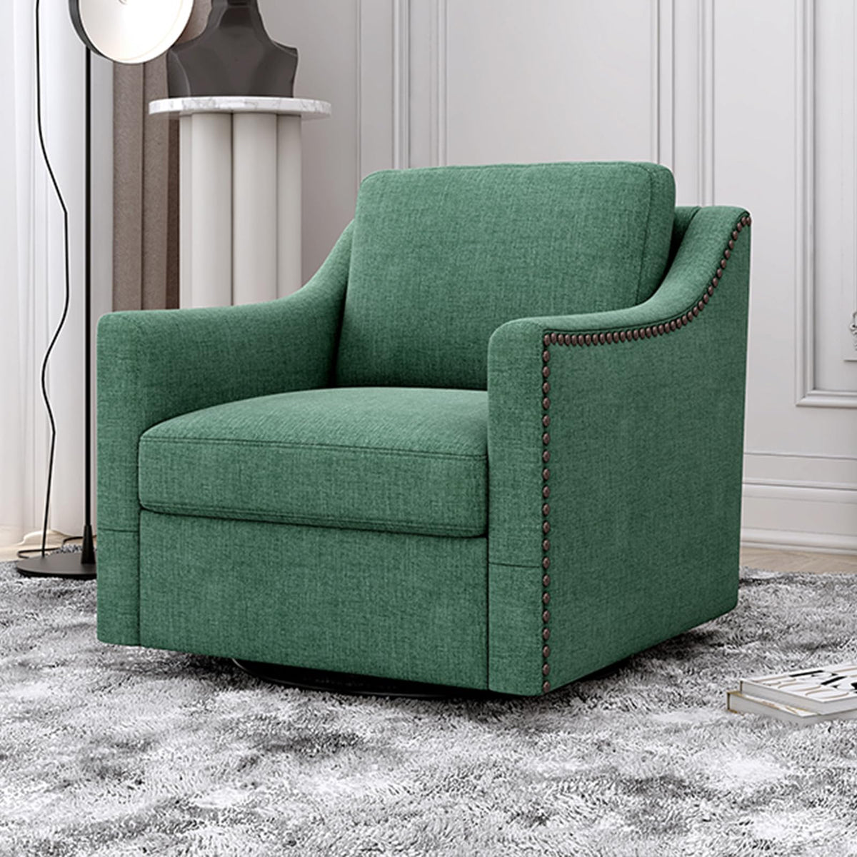 Swivel Accent Chair Set of 2 Green Armchair E28307