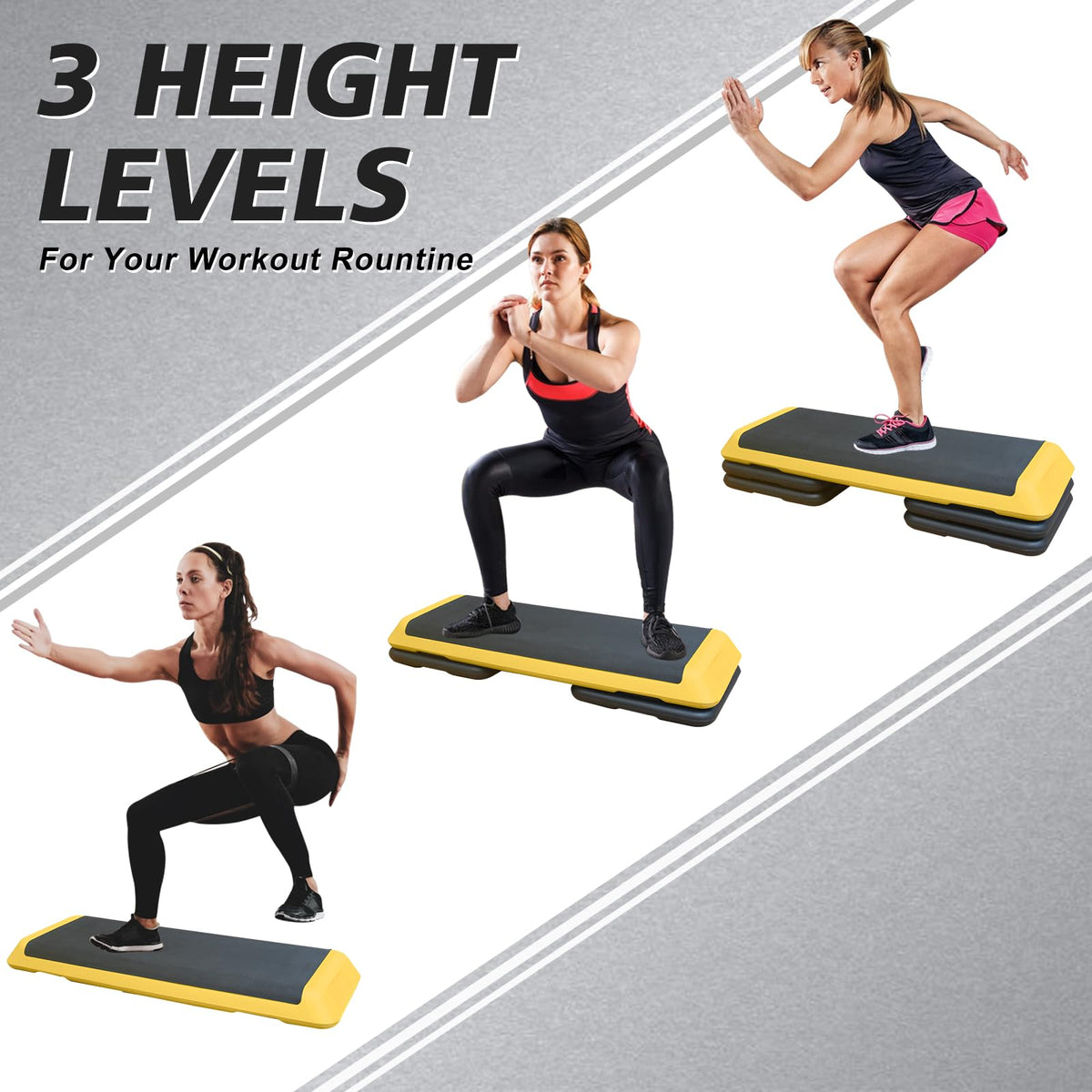 43'' Adjustable Exercise Stepper with 4 Detachable Risers T810881