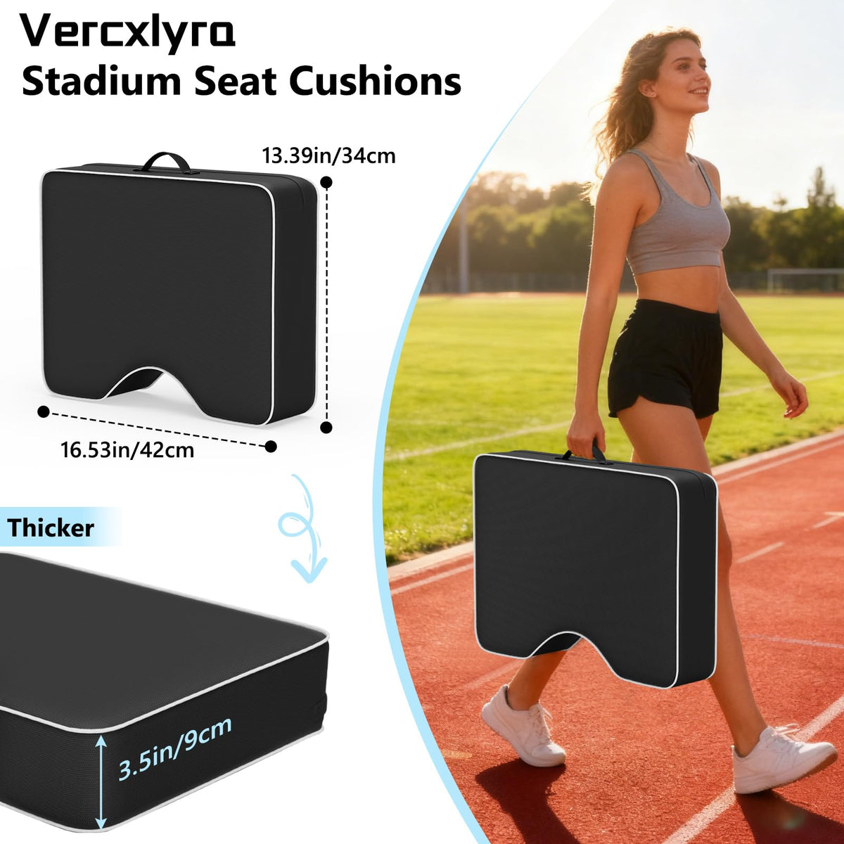 Waterproof Extra Thick 3.5" Portable Stadium Seat Cushions I455619