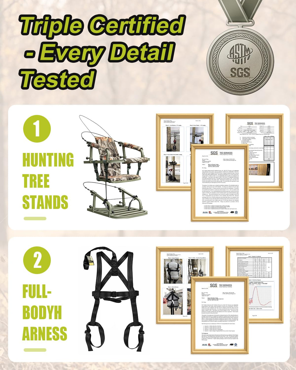 Climbing Tree Stand with Harness and Camo Seat Cushion O362