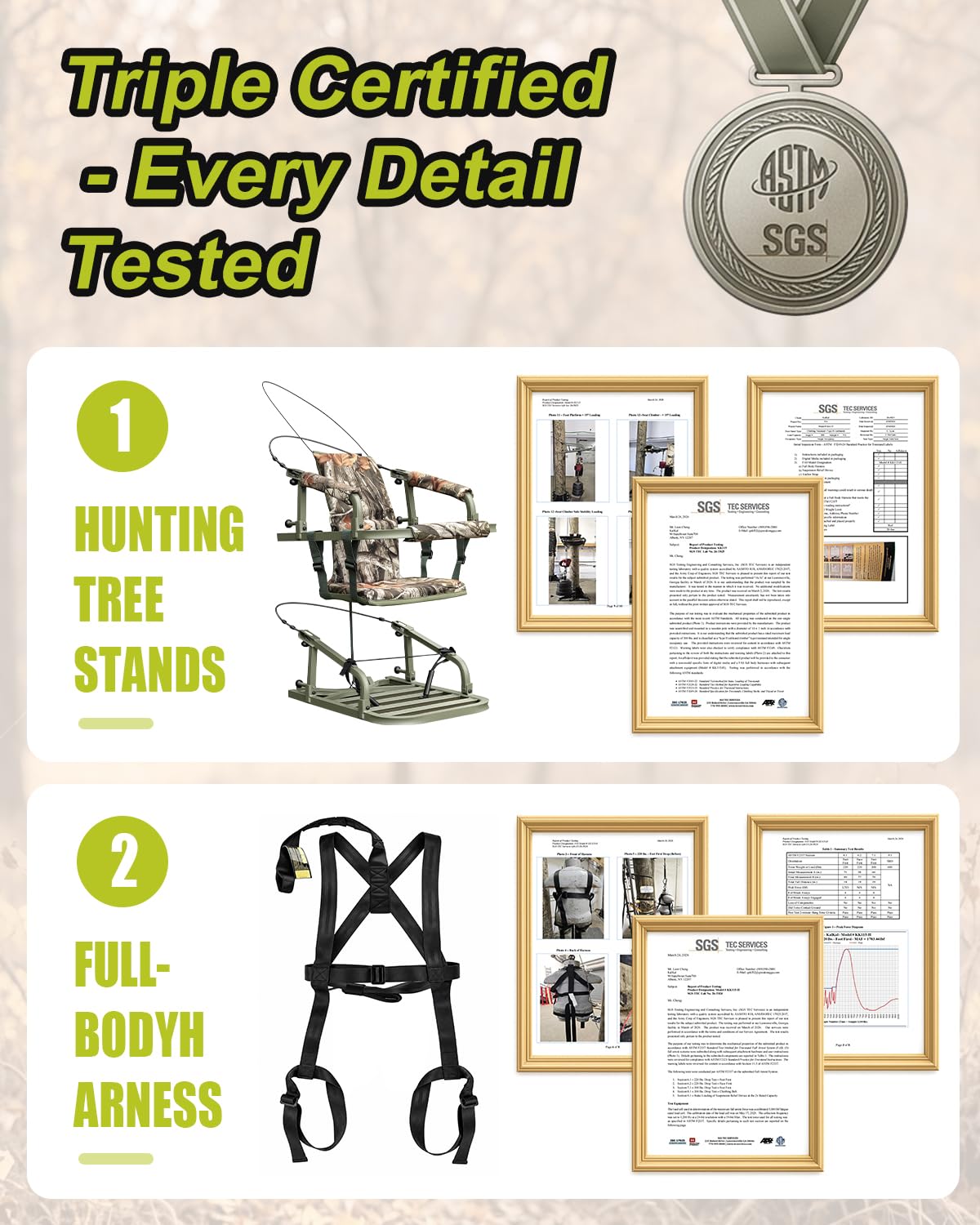Climbing Tree Stand with Harness and Camo Seat Cushion O362