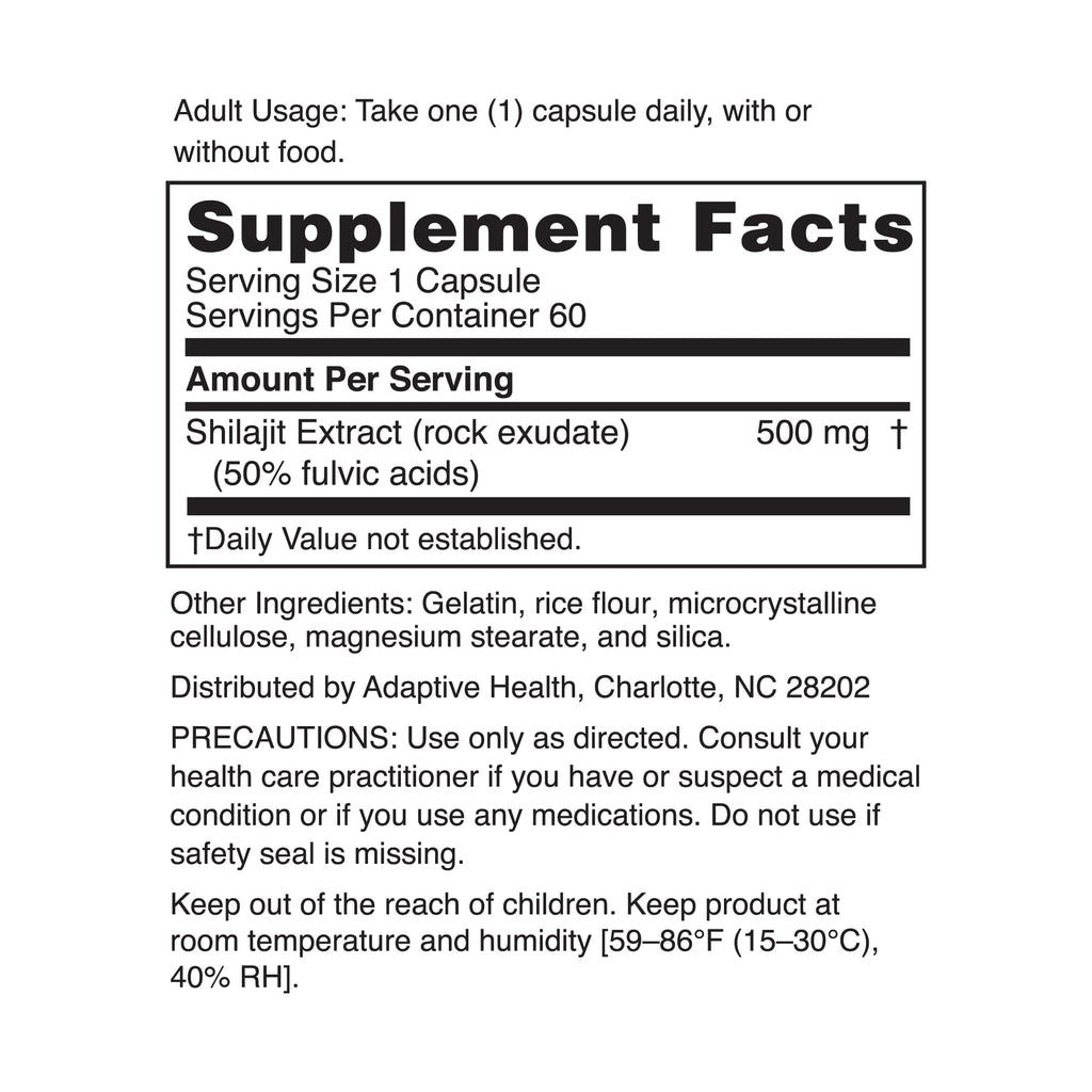 Shilajit 500mg 60 Capsules F490707