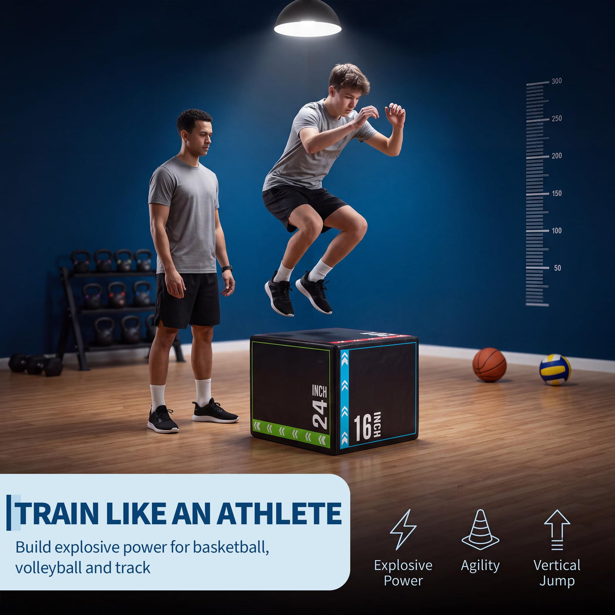 3 in 1 Plyometric Jump Box with Non-Slip Surface W828