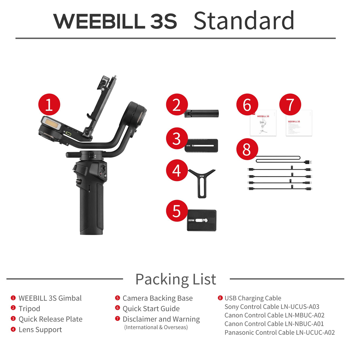 3KG Payload Gimbal Stabilizer with Fill Light J33459