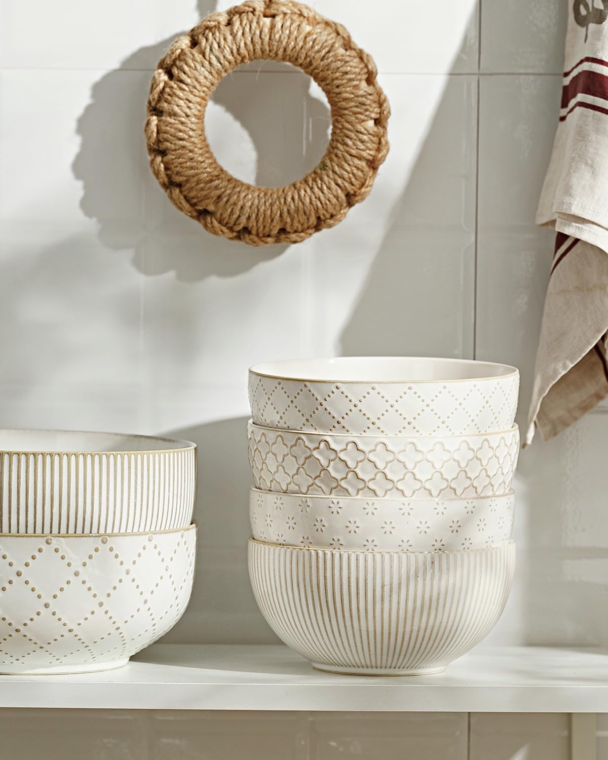 Ceramic Soup Bowls Set of 4 6.1 inch 30 oz L30146