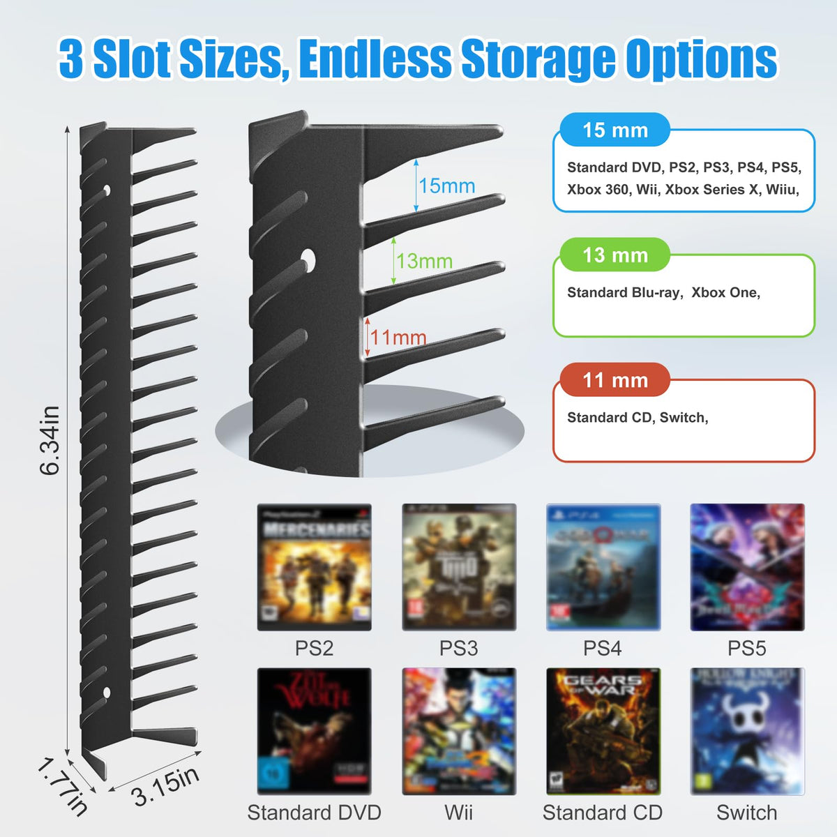 4 Pack Wall Mount Metal DVD Shelf T2477