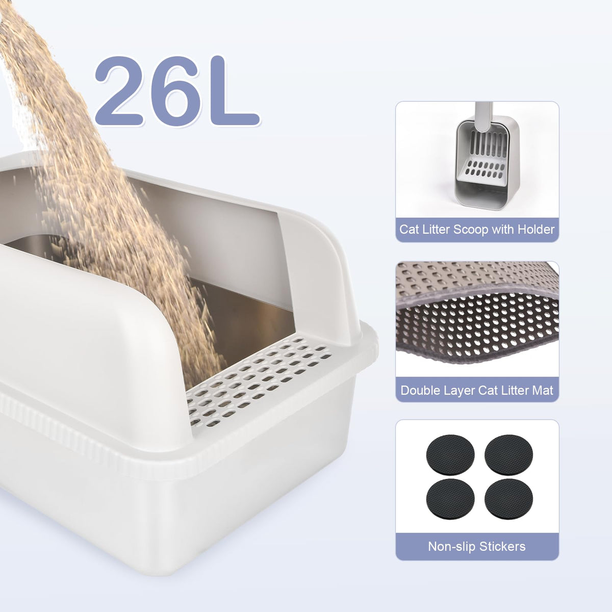 Stainless Steel Cat Litter Box with Lid M796