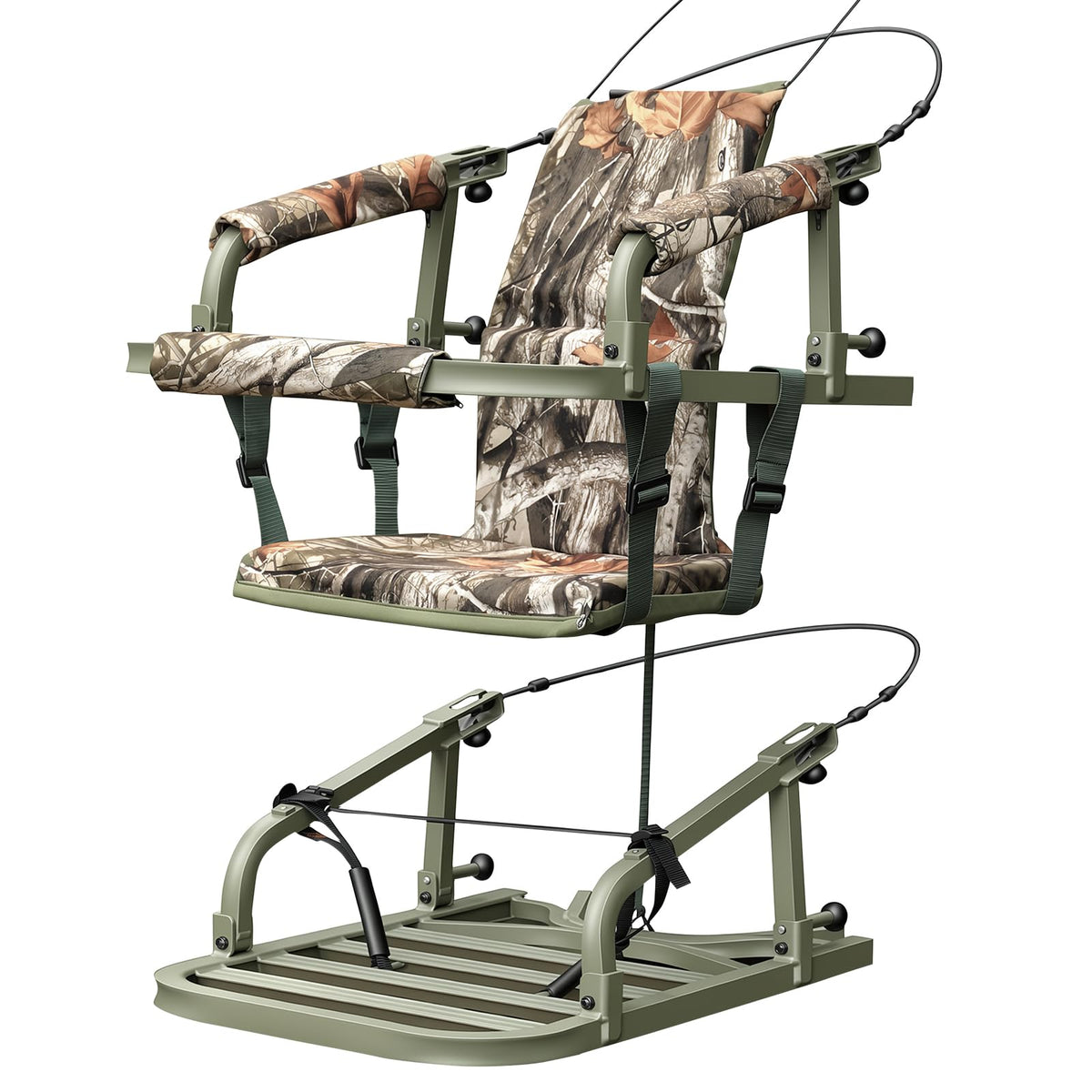 Climbing Tree Stand with Harness and Camo Seat Cushion O362