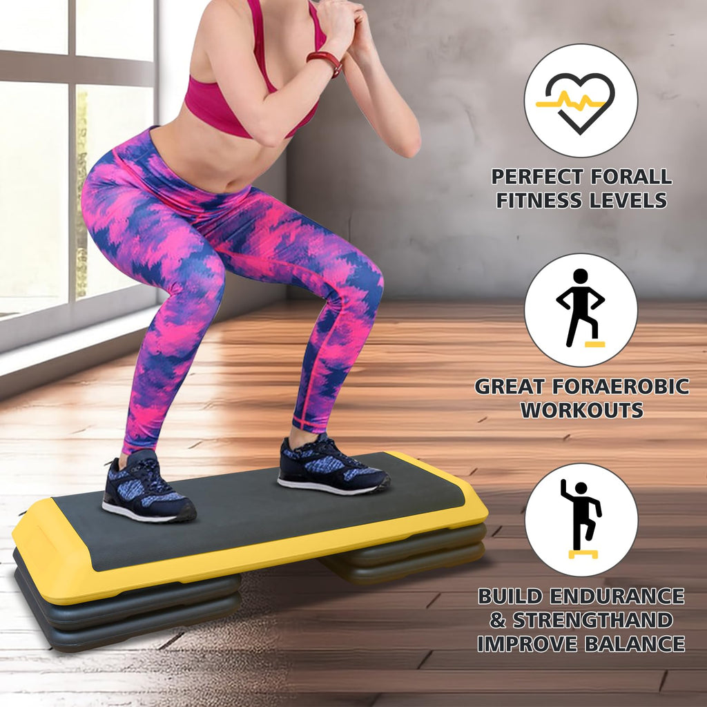 43'' Adjustable Exercise Stepper with 4 Detachable Risers T810881