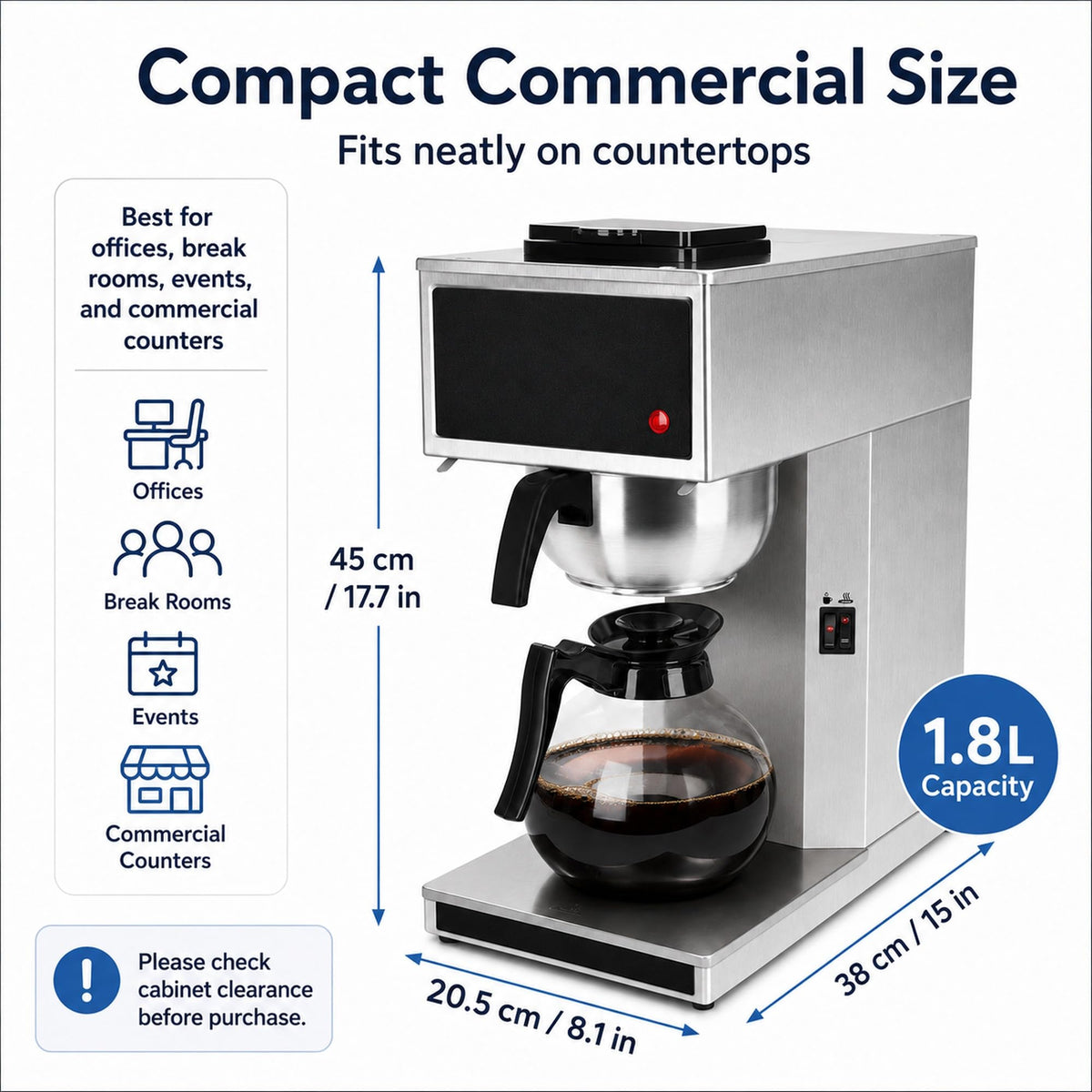 Commercial 12-Cup Stainless Steel Drip Coffee Maker with Dual Warmers Z51978