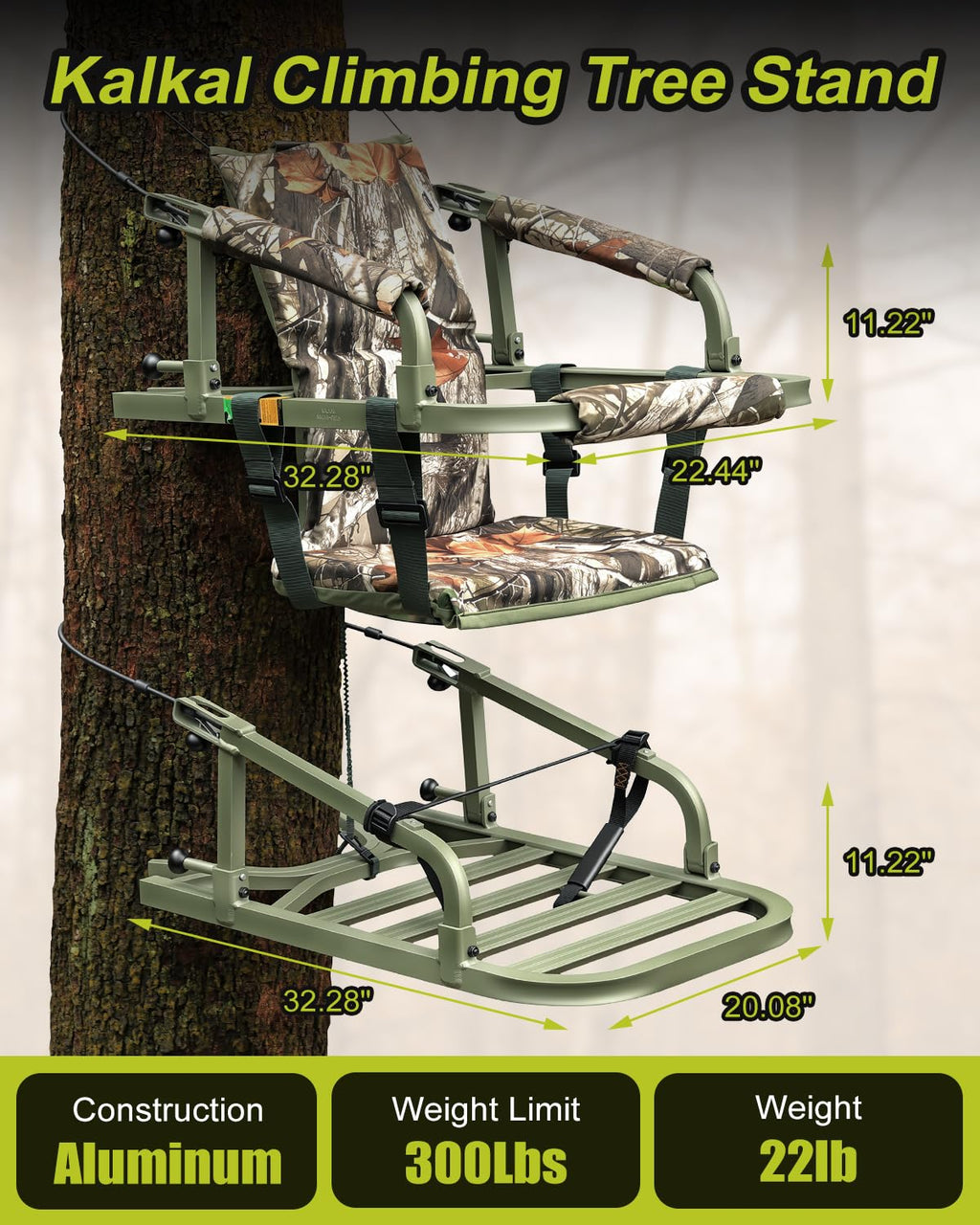 Climbing Tree Stand with Harness and Camo Seat Cushion O362